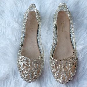 Glaze Silver Glitter Jelly Flats
